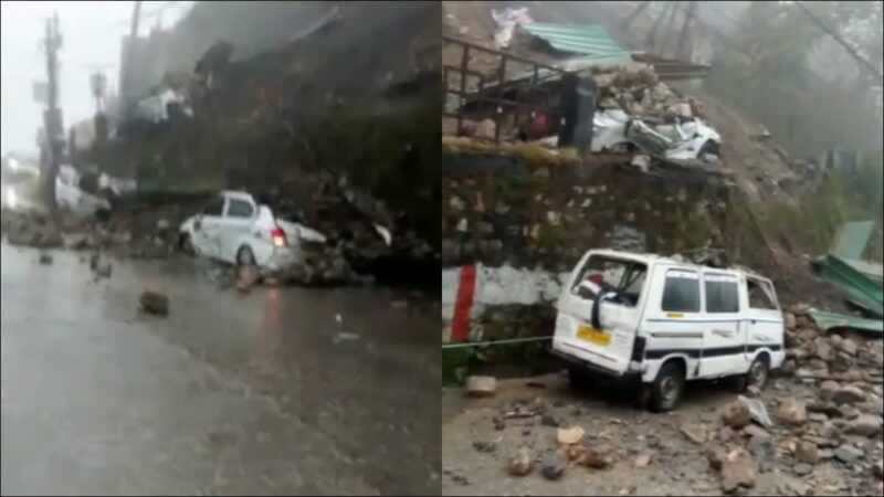 मौसम: पर्यटन नगरी में भारी बारिश से जनजीवन अस्त-व्यस्त,पुश्ता गिरने से दब गये कई वाहन