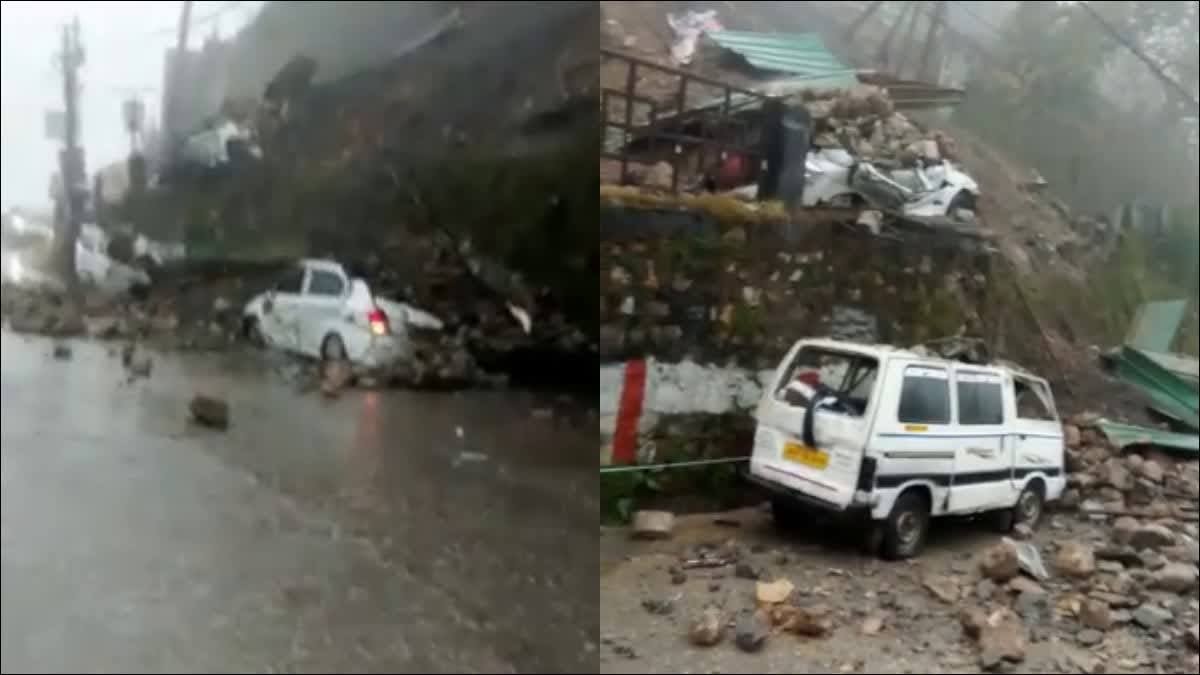 मौसम: पर्यटन नगरी में भारी बारिश से जनजीवन अस्त-व्यस्त,पुश्ता गिरने से दब गये कई वाहन