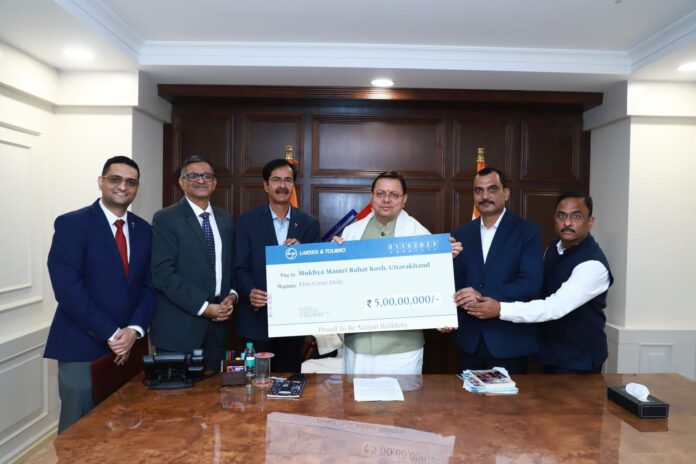 सहयोग: एल एंड टी ने आपदा प्रभावितों की सहायता को 5 करोड़ रुपये की राशि मुख्यमंत्री राहत कोष में दी