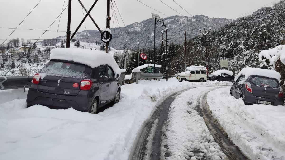 आफ़त: पिथौरागढ़ में बर्फ से ढके पहाड़, थल-मुनस्यारी मार्ग बंद होने से फंस गए कई वाहन