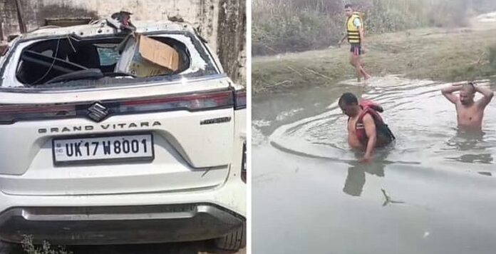 कार खाई में गिरी दो की मौत,विवाह समारोह से लौट रहे थे मृतक
