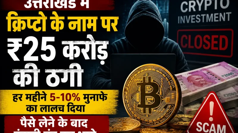 उत्तराखंड में क्रिप्टो के नाम पर ₹25 करोड़ की ठगी:हर महीने 5-10% मुनाफे का लालच दिया, पैसे लेने के बाद कंपनी बंद कर भागे