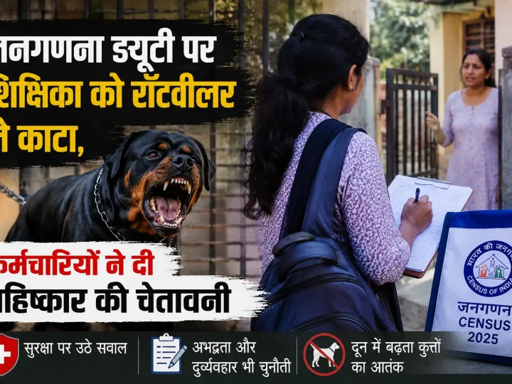जनगणना ड्यूटी पर शिक्षिका को रॉटवीलर ने काटा, कर्मचारियों ने दी बहिष्कार की चेतावनी
