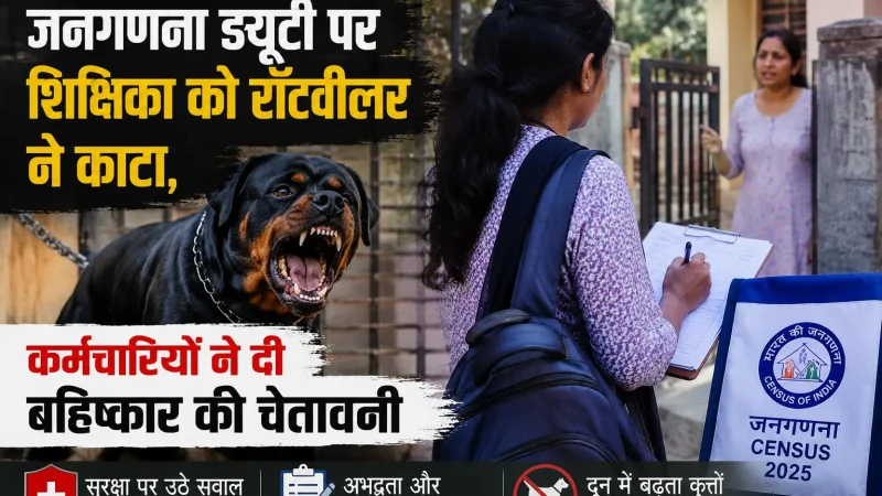 जनगणना ड्यूटी पर शिक्षिका को रॉटवीलर ने काटा, कर्मचारियों ने दी बहिष्कार की चेतावनी