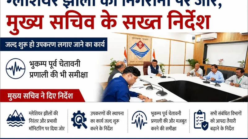 ग्लेशियर झीलों की निगरानी पर जोर, मुख्य सचिव के सख्त निर्देश