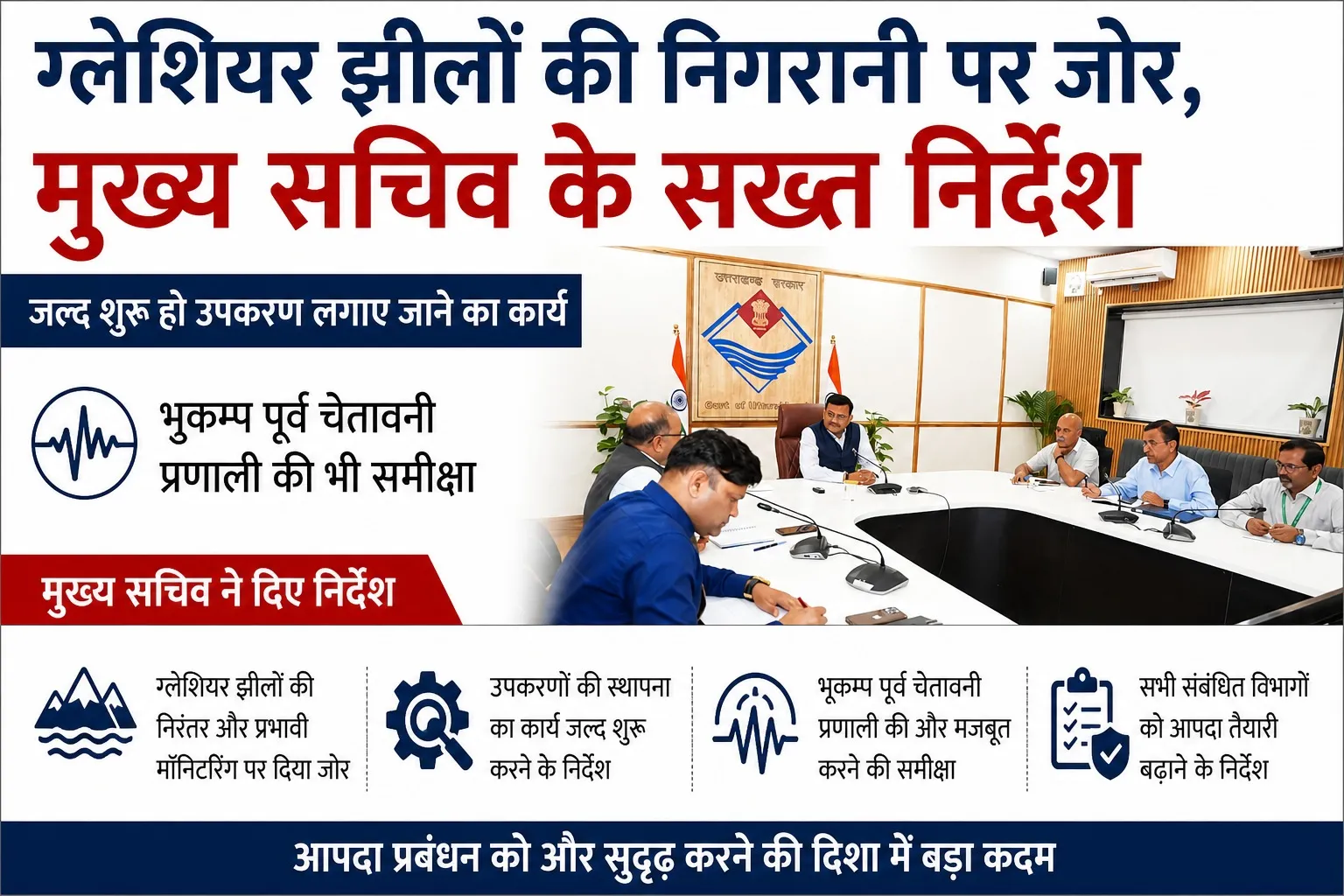 ग्लेशियर झीलों की निगरानी पर जोर, मुख्य सचिव के सख्त निर्देश