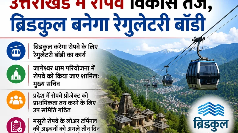 उत्तराखंड में रोपवे विकास तेज, ब्रिडकुल बनेगा रेगुलेटरी बॉडी