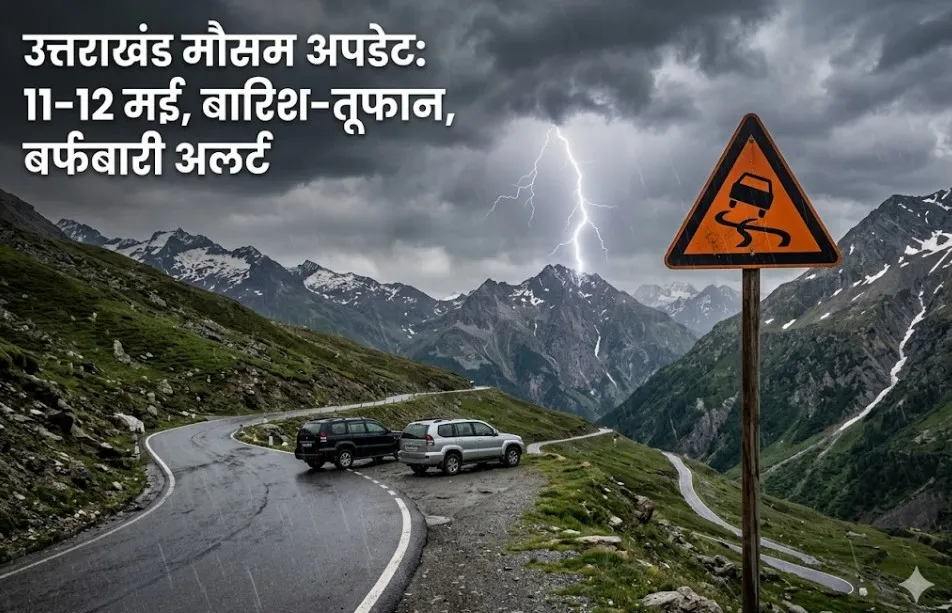 उत्तराखंड मौसम अपडेट: 11-12 मई को बारिश और तेज हवाओं का अलर्ट, पहाड़ों में बर्फबारी के आसार