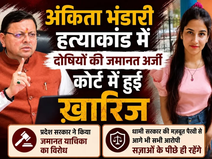 आज फिर अंकिता हत्याकांड के सभी आरोपियों की जमानत याचिका खारिज; प्रदेश सरकार की मजबूत पैरवी के चलते दोषियों को नहीं मिली राहत, न्याय सुनिश्चित करने के लिए सरकार पूरी मजबूती से खड़ी